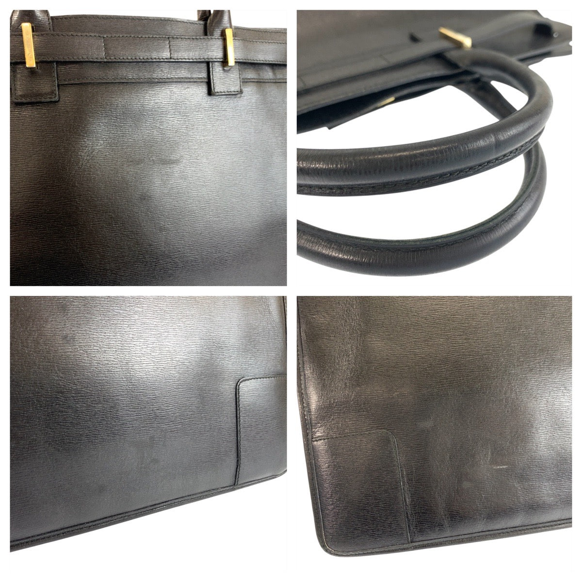 22677
GUCCI Black Gold Hardware Leather 002 1090 Handbag Business Bag Women's ABP28