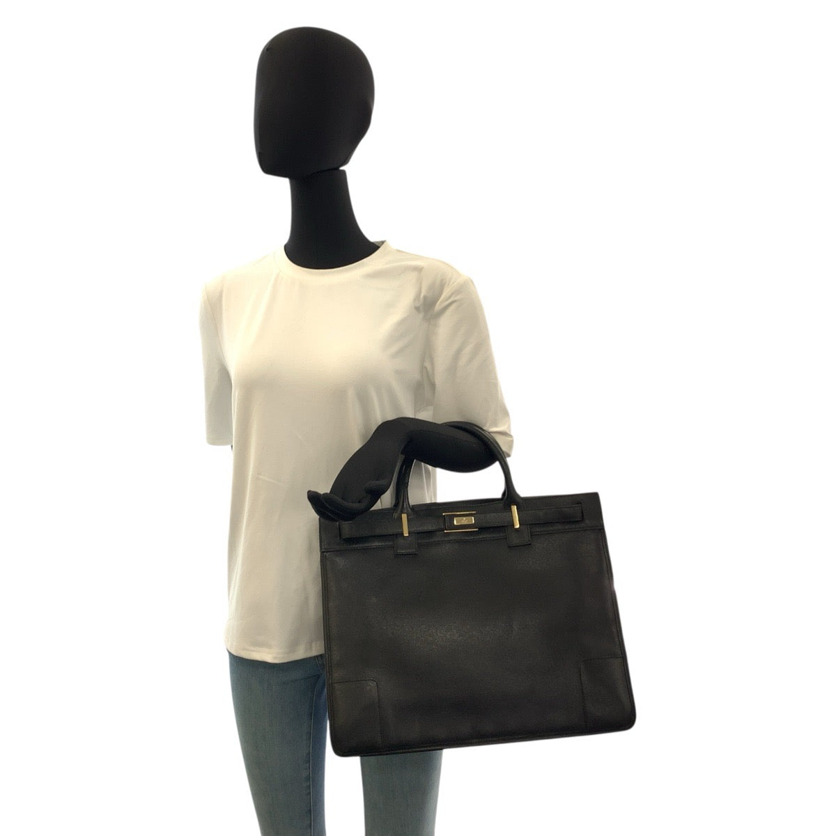 22677
GUCCI Black Gold Hardware Leather 002 1090 Handbag Business Bag Women's ABP28