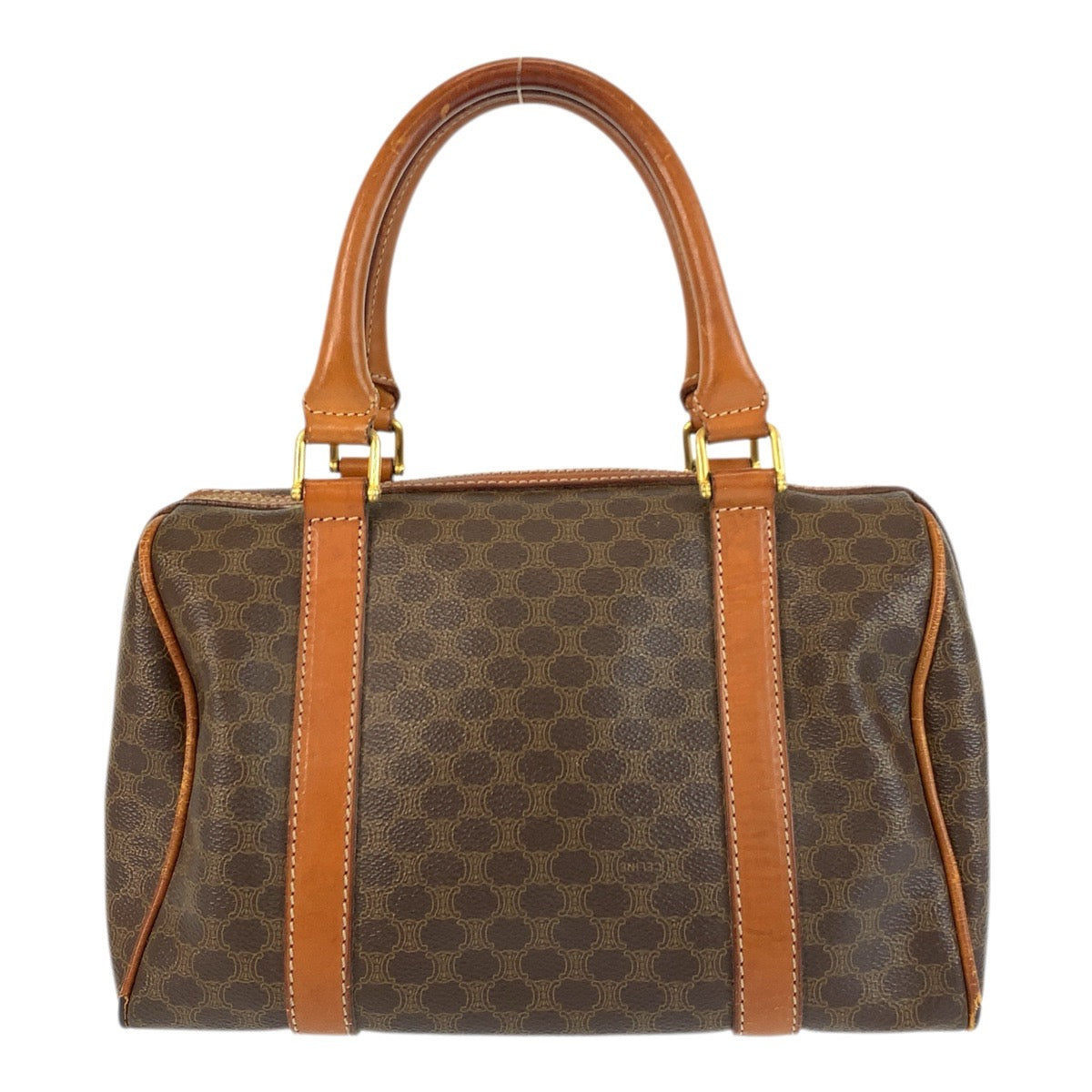 22678
CELINE セリーヌ マカダム ブラウン ゴールド金具 PVC / レザー M10 ハンドバッグ ミニボストンバッグ レディース AB21