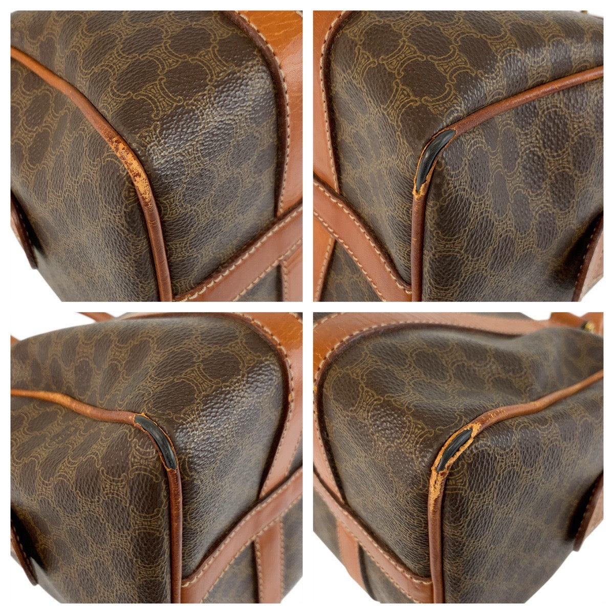 22678
CELINE セリーヌ マカダム ブラウン ゴールド金具 PVC / レザー M10 ハンドバッグ ミニボストンバッグ レディース AB21