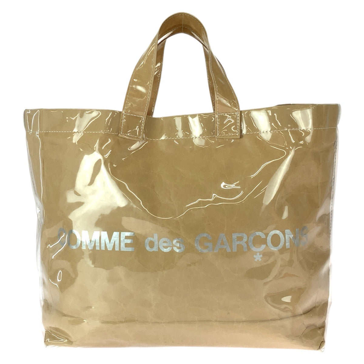 22681
COMME des GARCONS コムデギャルソン ベージュ シルバー PVC GO-K 201 トートバッグ 男女兼用 レディース ABP10