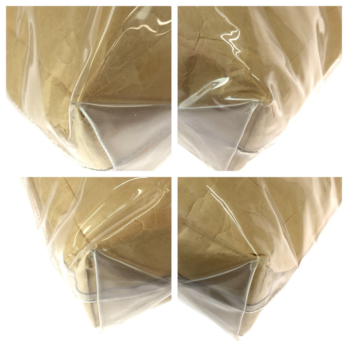 22681
COMME des GARCONS コムデギャルソン ベージュ シルバー PVC GO-K 201 トートバッグ 男女兼用 レディース ABP10