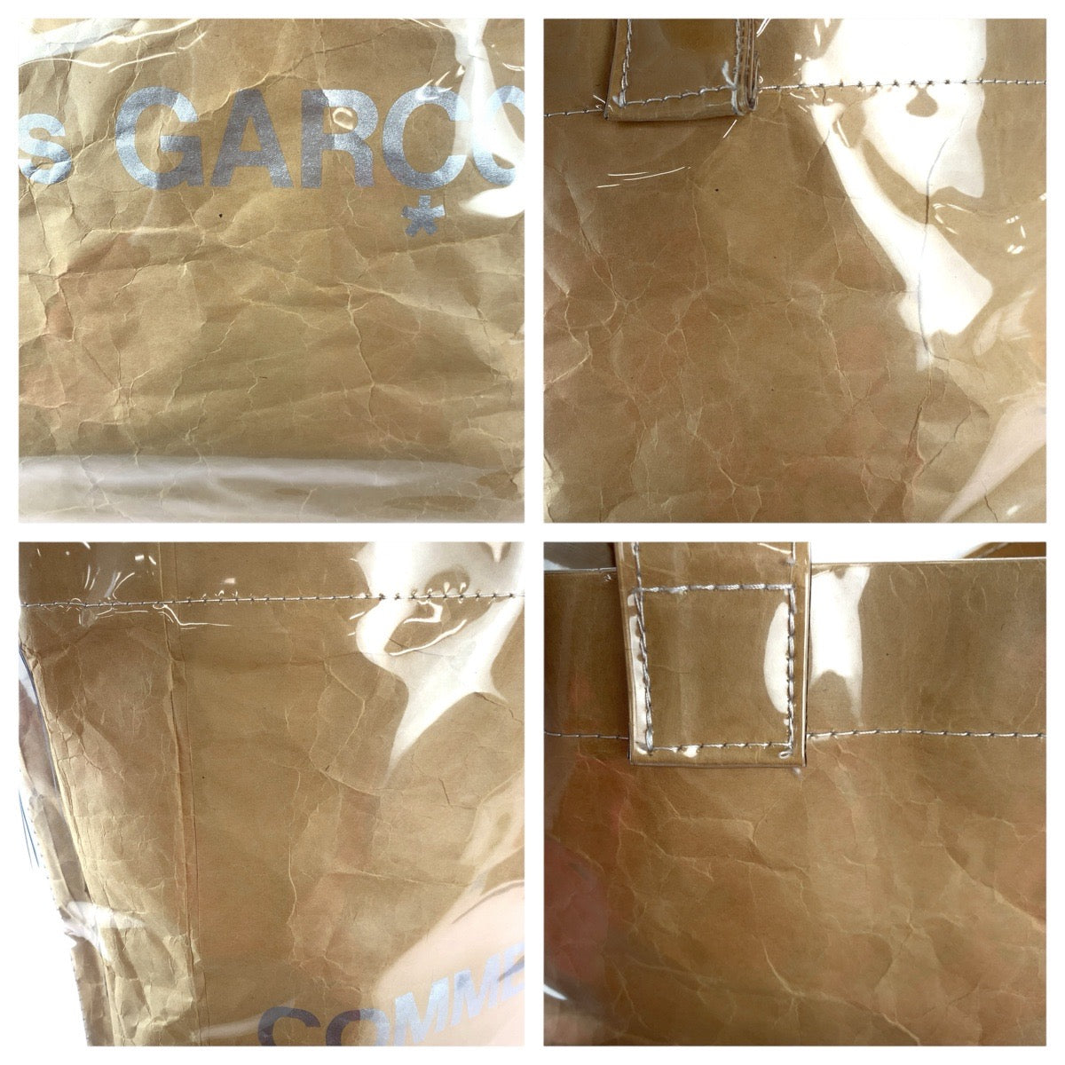 22681
COMME des GARCONS コムデギャルソン ベージュ シルバー PVC GO-K 201 トートバッグ 男女兼用 レディース ABP10