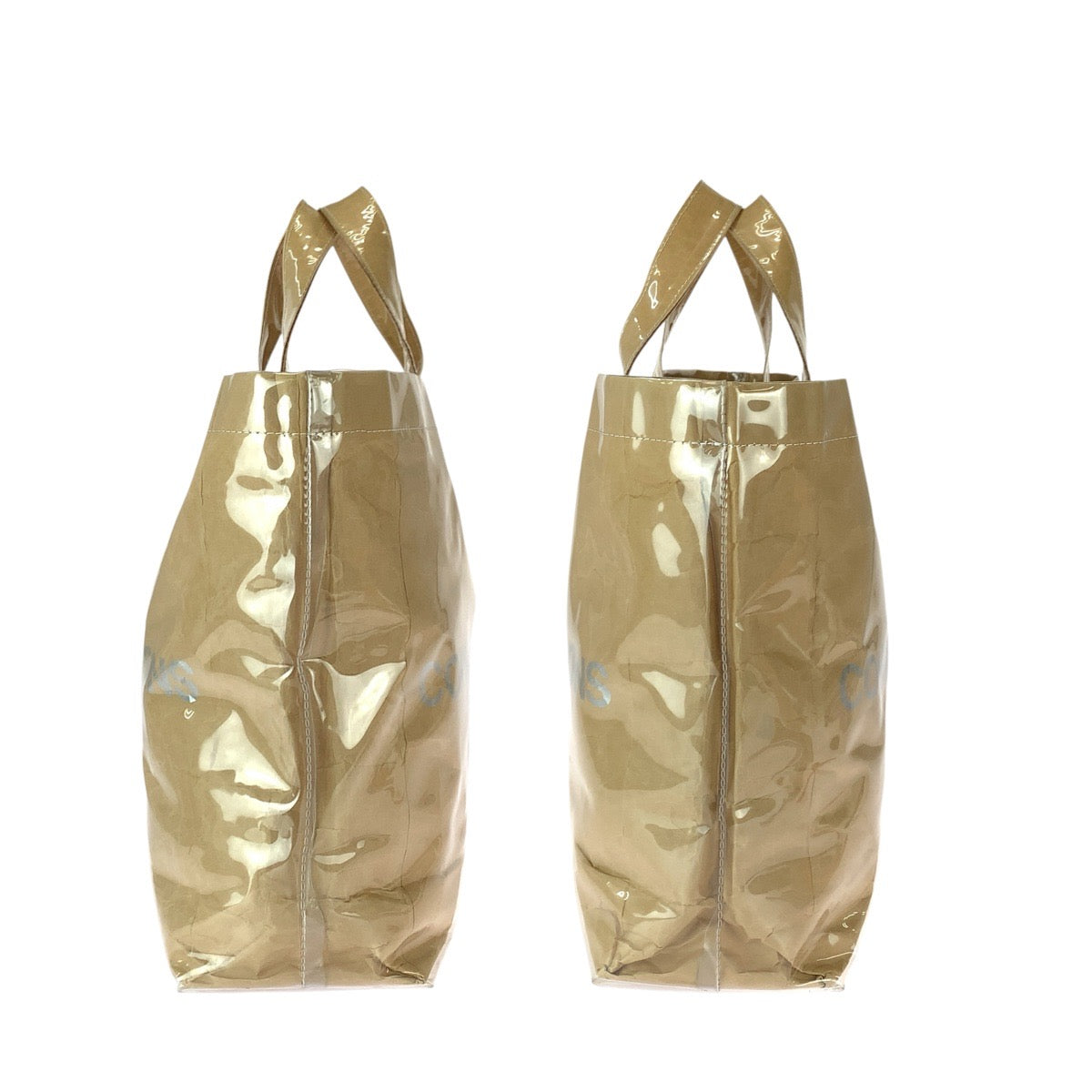 22681
COMME des GARCONS コムデギャルソン ベージュ シルバー PVC GO-K 201 トートバッグ 男女兼用 レディース ABP10