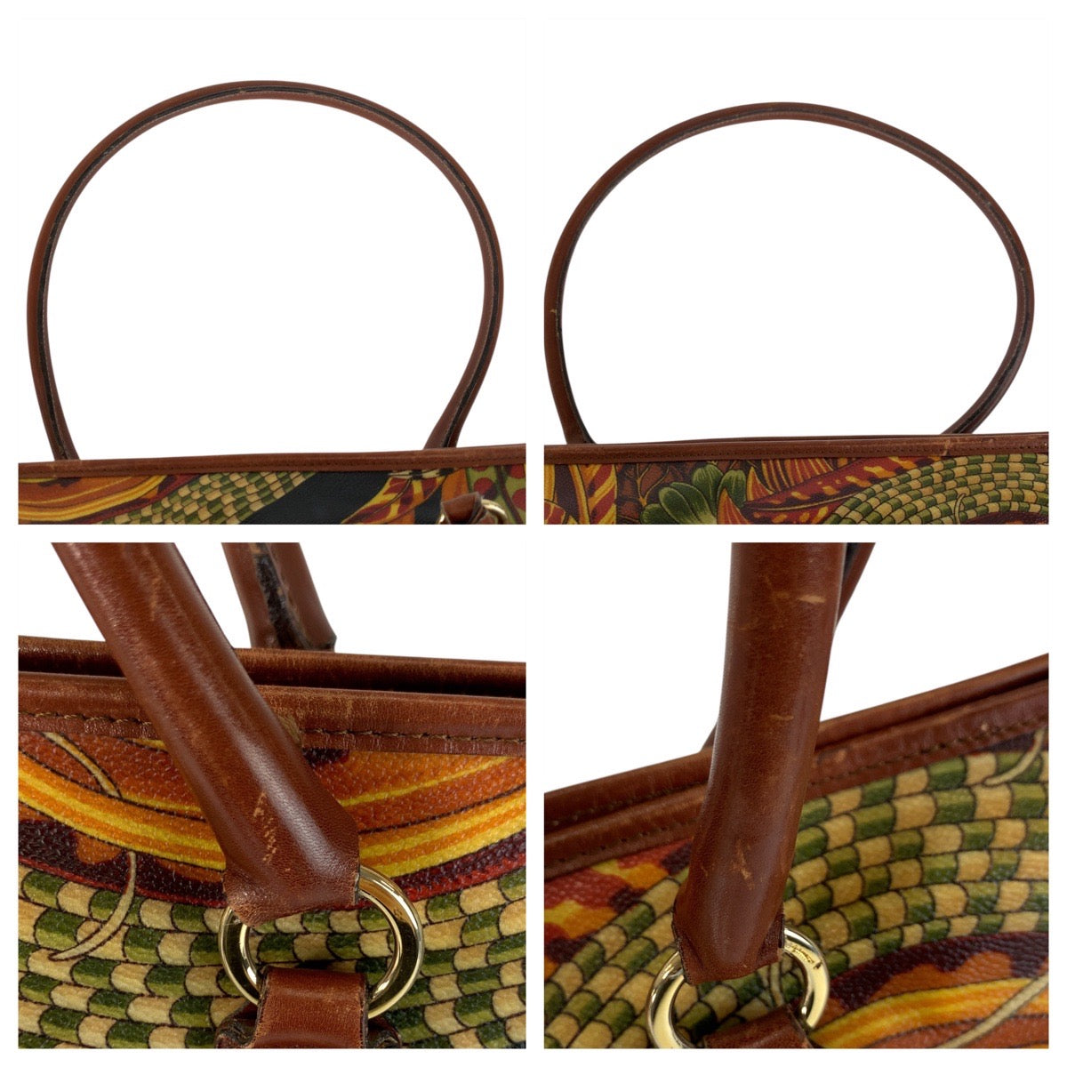 22684
Salvatore Ferragamo Botanical Multicolor Gold Hardware PVC / Leather AU-21 2197 Tote Bag Shoulder Bag Women's AB28