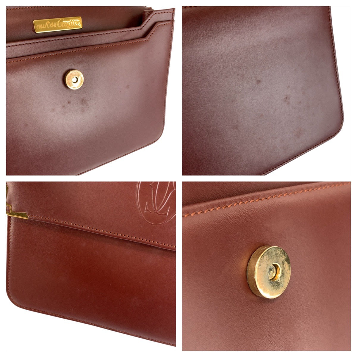 22688
CARTIER カルティエ ヴィンテージ マストライン ボルドー ゴールド金具 レザー クラッチバッグ セカンドバッグ メンズ AB15