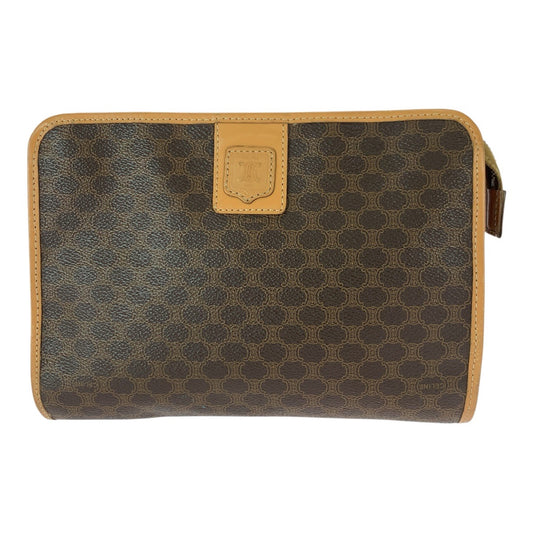 22689
CELINE セリーヌ マカダム ブラウン ゴールド金具 PVC / レザー セカンドバッグ クラッチバッグ メンズ AB15