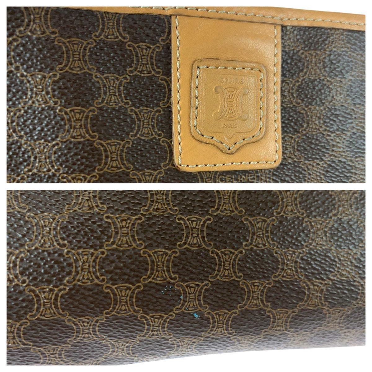 22689
CELINE Macadam Brown Gold Hardware PVC / Leather Second Bag Clutch Bag Men's AB15