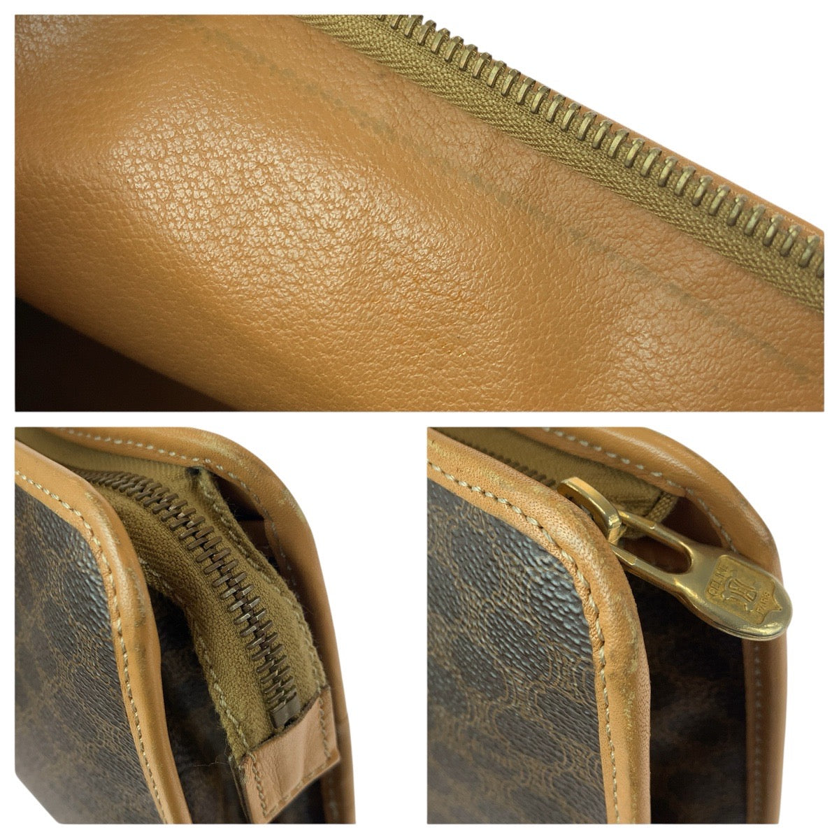 22689
CELINE Macadam Brown Gold Hardware PVC / Leather Second Bag Clutch Bag Men's AB15