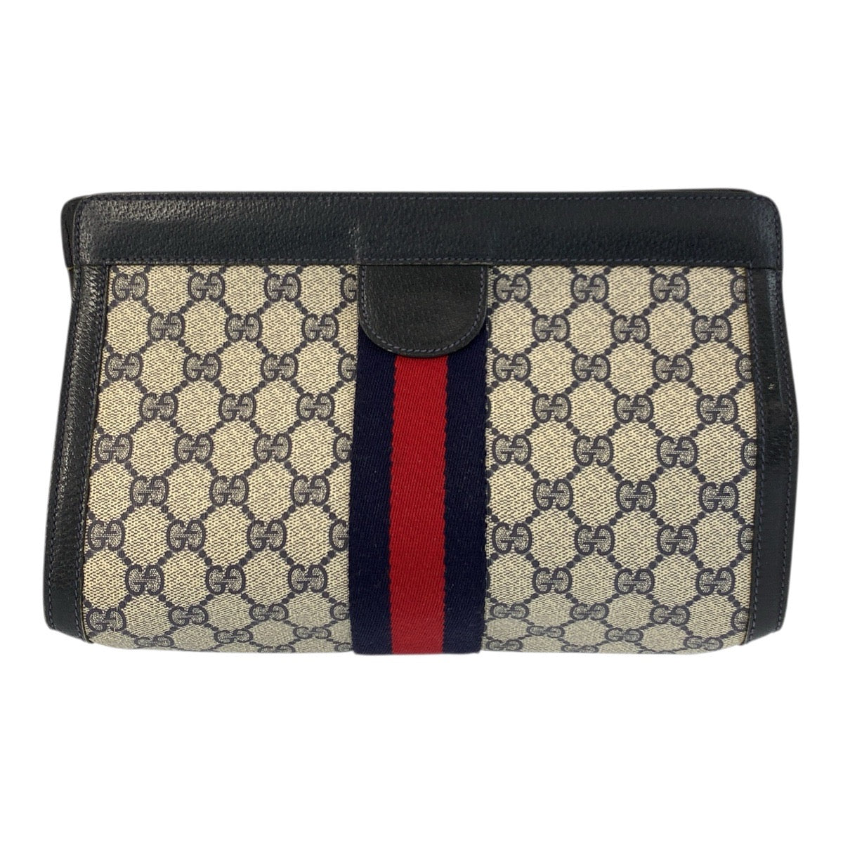 22693
GUCCI グッチ ヴィンテージ シェリーライン グレー ネイビー GGスプリームキャンバス / レザー 89 01002 クラッチバッグ セカンドバッグ メンズ AB21