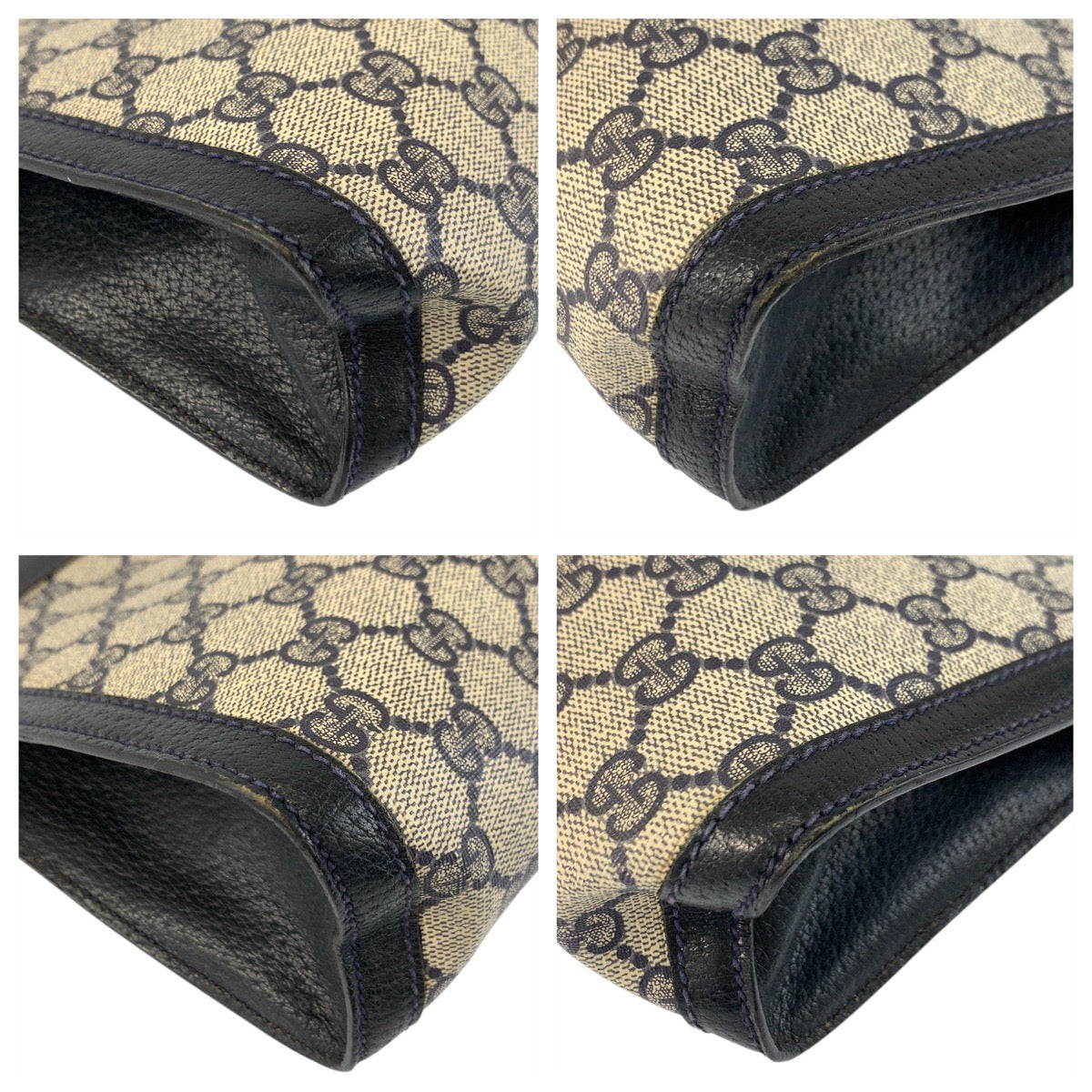 22693
GUCCI グッチ ヴィンテージ シェリーライン グレー ネイビー GGスプリームキャンバス / レザー 89 01002 クラッチバッグ セカンドバッグ メンズ AB21