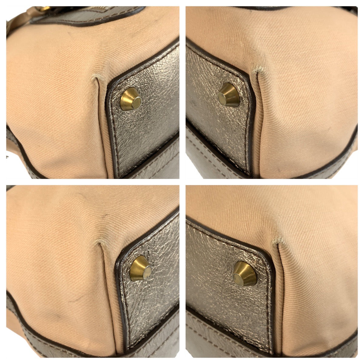 22696
Chloe クロエ ベージュ ブロンズ ゴールド金具 キャンバス / レザー トートバッグ ハンドバッグ レディース AB21