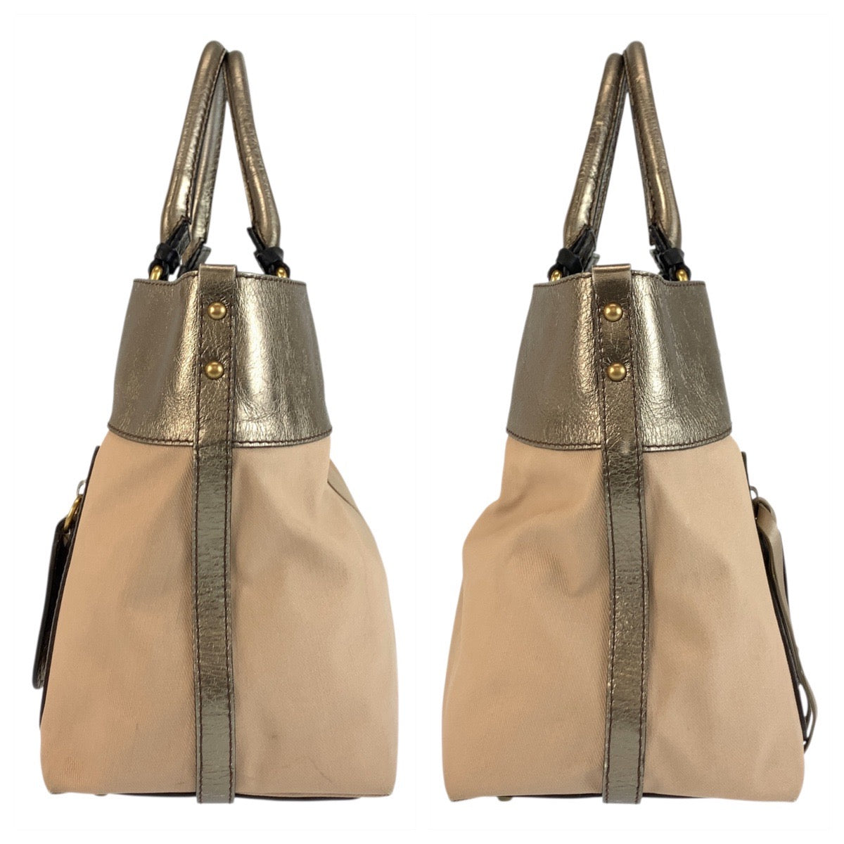 22696
Chloe クロエ ベージュ ブロンズ ゴールド金具 キャンバス / レザー トートバッグ ハンドバッグ レディース AB21