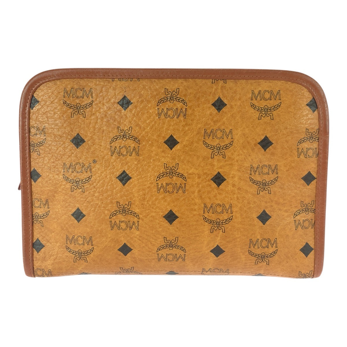 22698
MCM エム シー エム ヴィンテージ ヴィセトス ブラウン キャメル ゴールド金具 PVC / レザー セカンドバッグ クラッチバッグ メンズ AB9