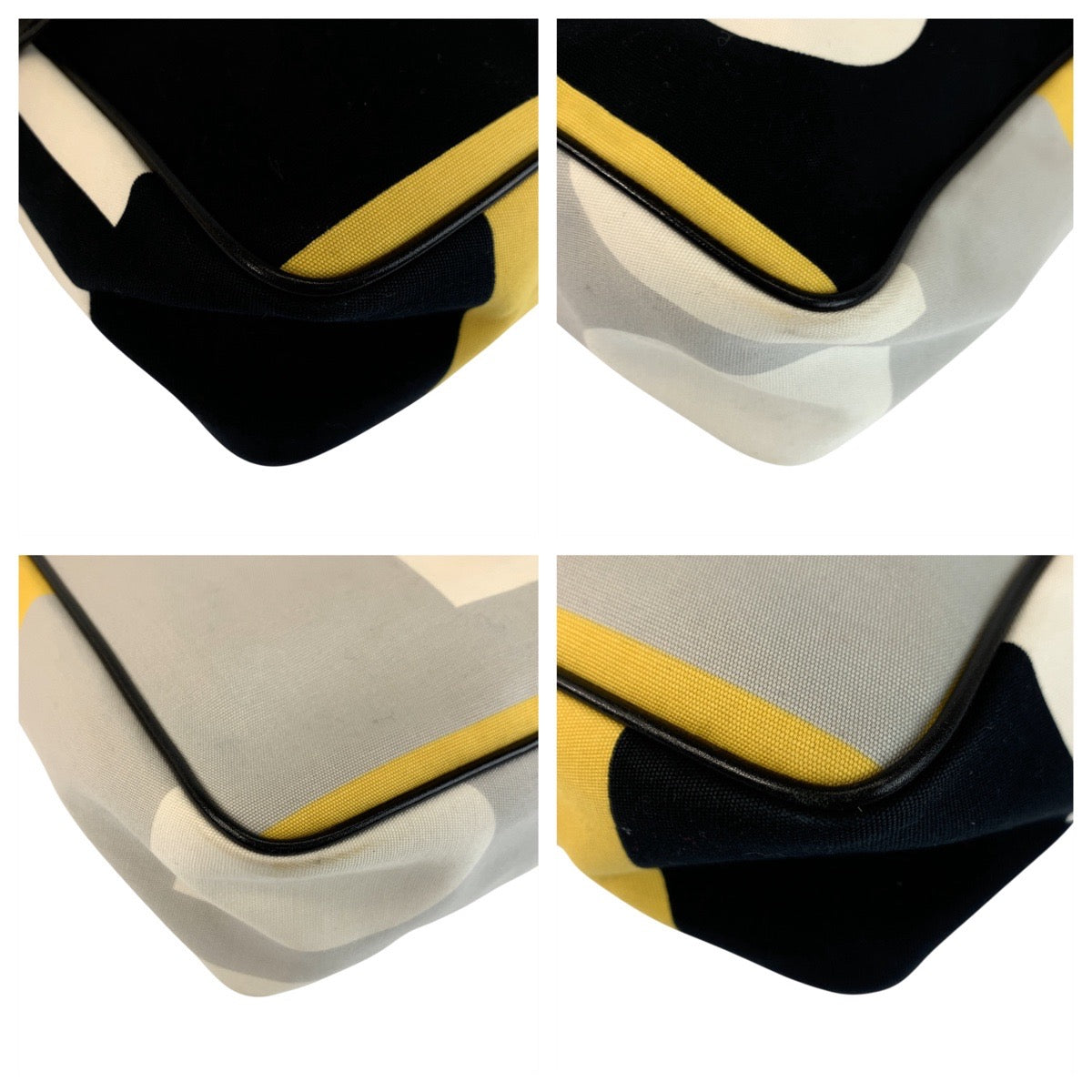 22699
BALLY バリー ビジーB ブラック イエロー グレー シルバー金具 レザー / キャンバス ショルダーバッグ ポシェット メンズ AB14