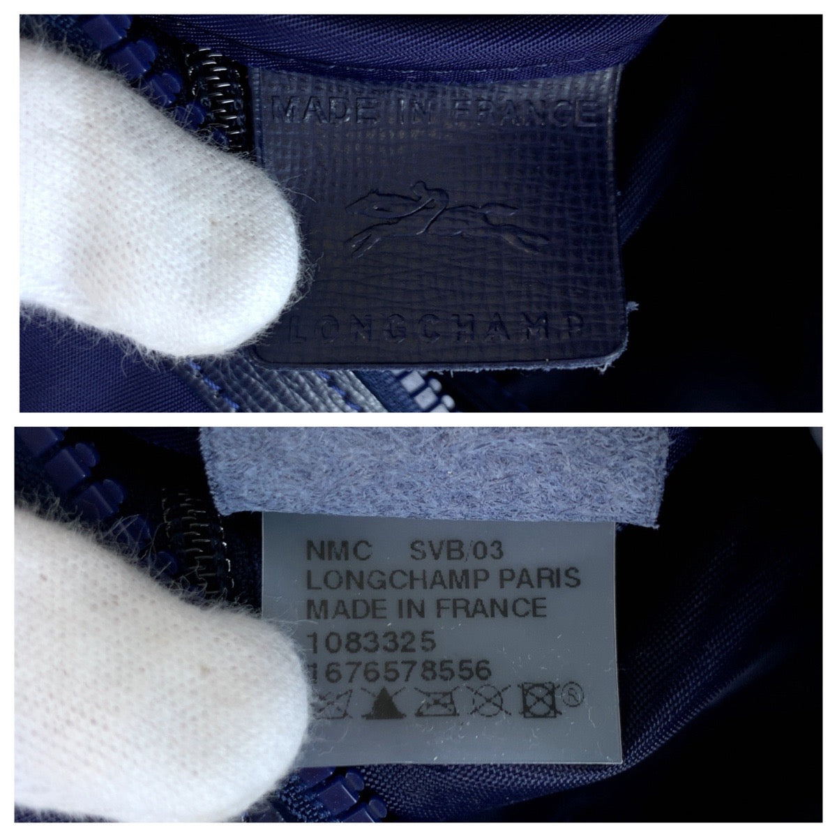 22700
Longchamp ロンシャン ネイビー シルバー金具 ナイロン / レザー ショルダーバッグ ポシェット レディース A15