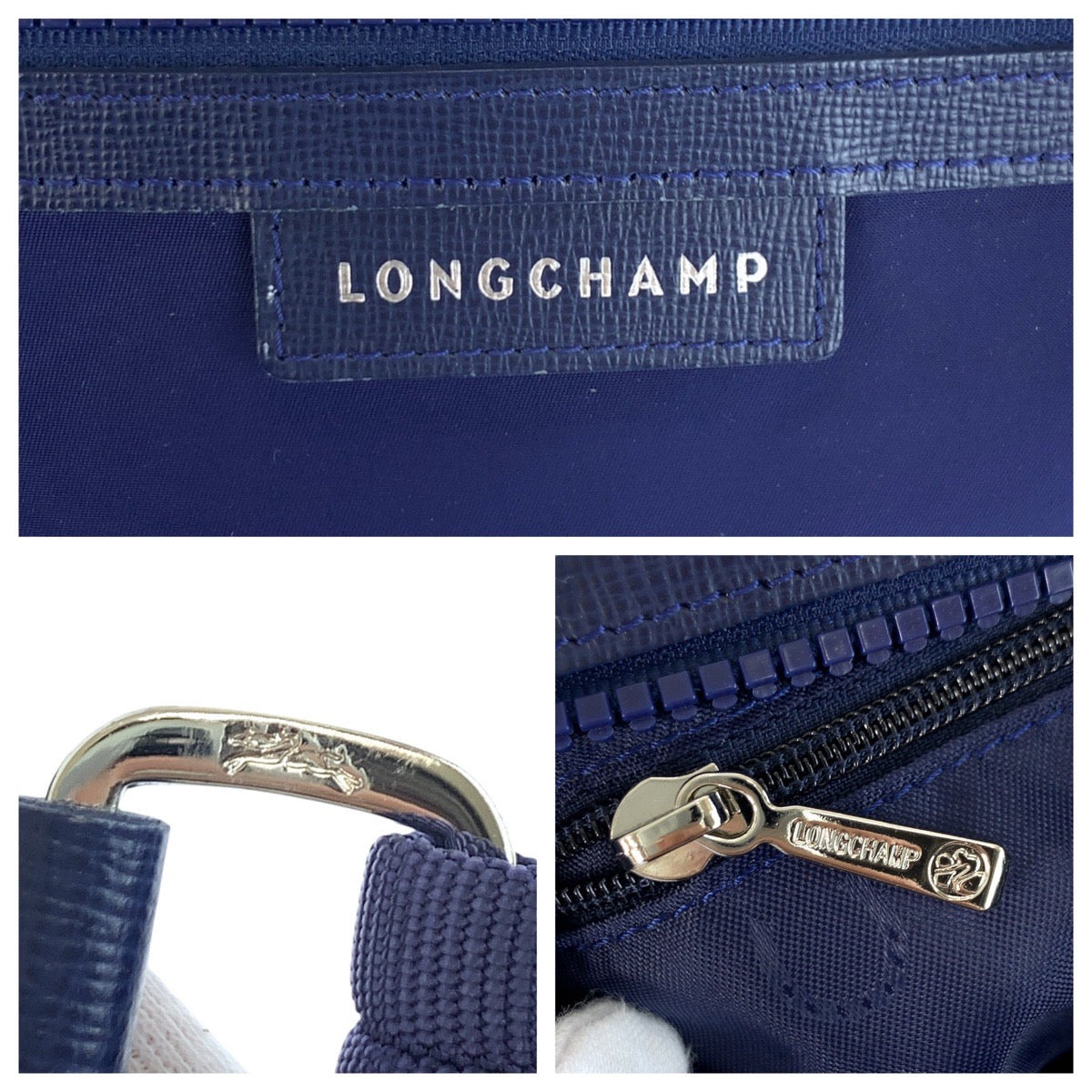 22700
Longchamp ロンシャン ネイビー シルバー金具 ナイロン / レザー ショルダーバッグ ポシェット レディース A15