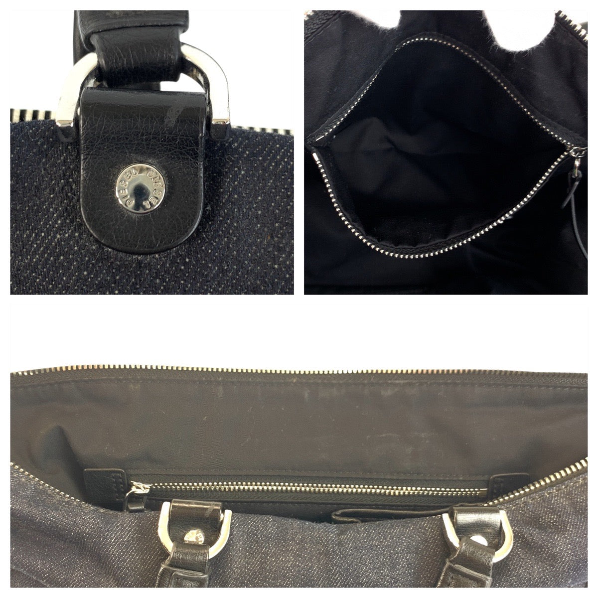 22702
DIESEL Black Silver Hardware Canvas RN93243 Handbag Shoulder Bag 2-Way Women's AB12