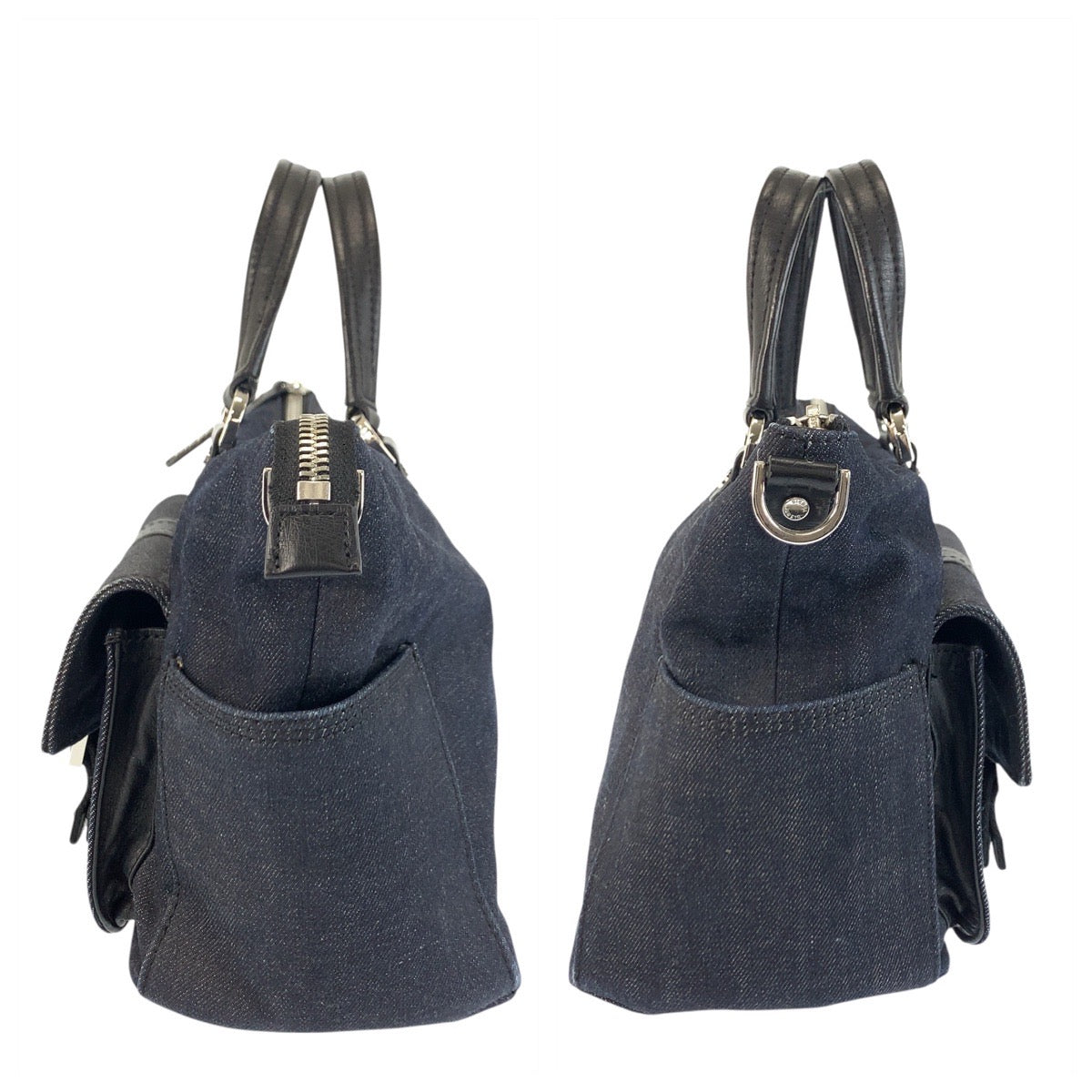 22702
DIESEL Black Silver Hardware Canvas RN93243 Handbag Shoulder Bag 2-Way Women's AB12