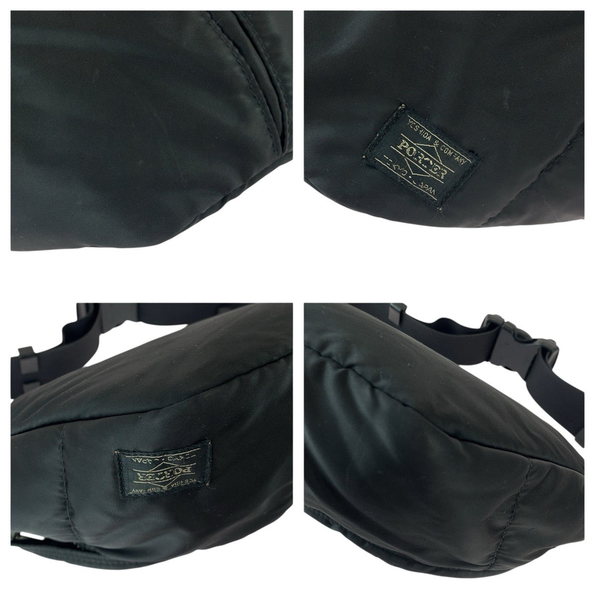22703
PORTER ポーター タンカー ブラック 黒 シルバー金具 ナイロン ボディバッグ ウエストポーチ バムバッグ メンズ ABP9