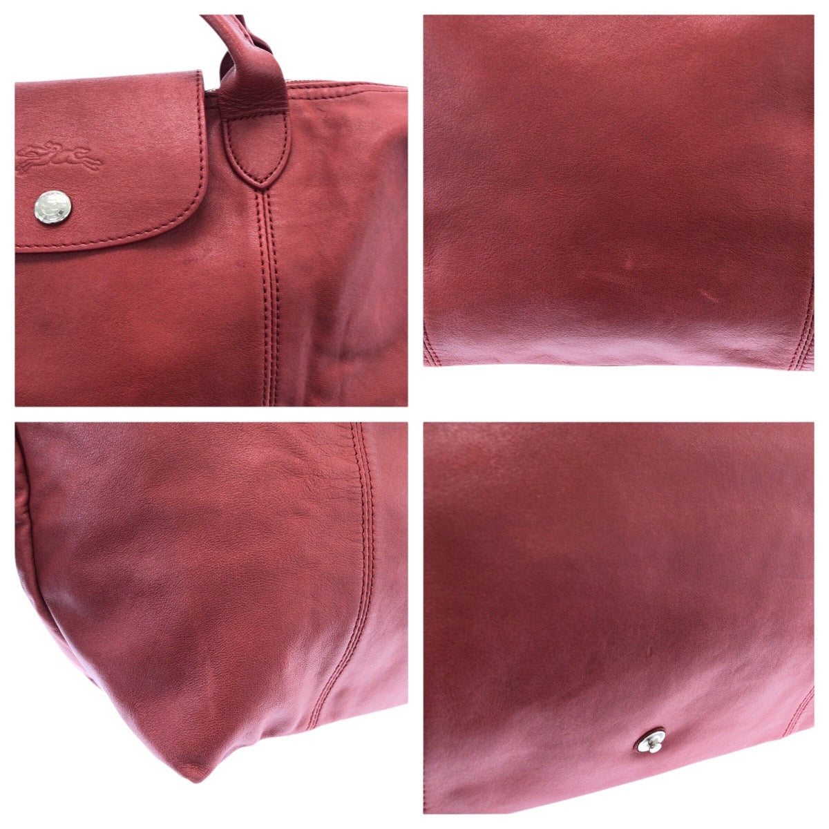 22706
Longchamp Le Pliage Cuir 2-Way Red Silver Hardware Leather 1515737545 Shoulder Bag Tote Bag Ladies AB9