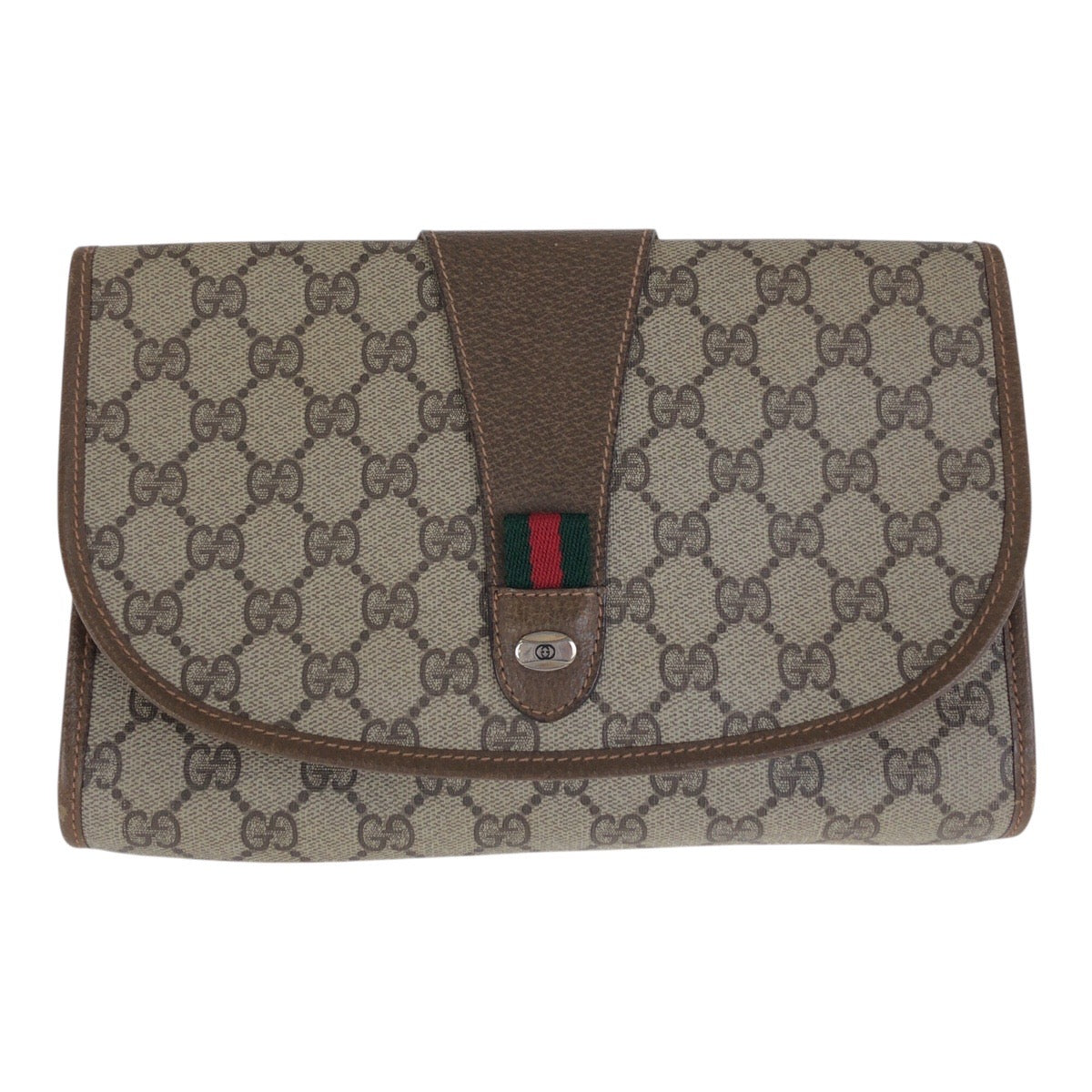 22709
GUCCI Gucci Vintage Sherry Line Beige Brown GG Supreme Canvas / Leather 89 01 030 Clutch Bag Second Bag Men's AB21