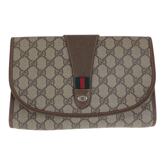 22709
GUCCI グッチ ヴィンテージ シェリーライン ベージュ ブラウン GGスプリームキャンバス / レザー 89 01 030 クラッチバッグ セカンドバッグ メンズ AB21