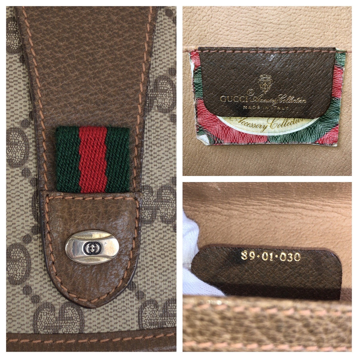 22709
GUCCI Gucci Vintage Sherry Line Beige Brown GG Supreme Canvas / Leather 89 01 030 Clutch Bag Second Bag Men's AB21