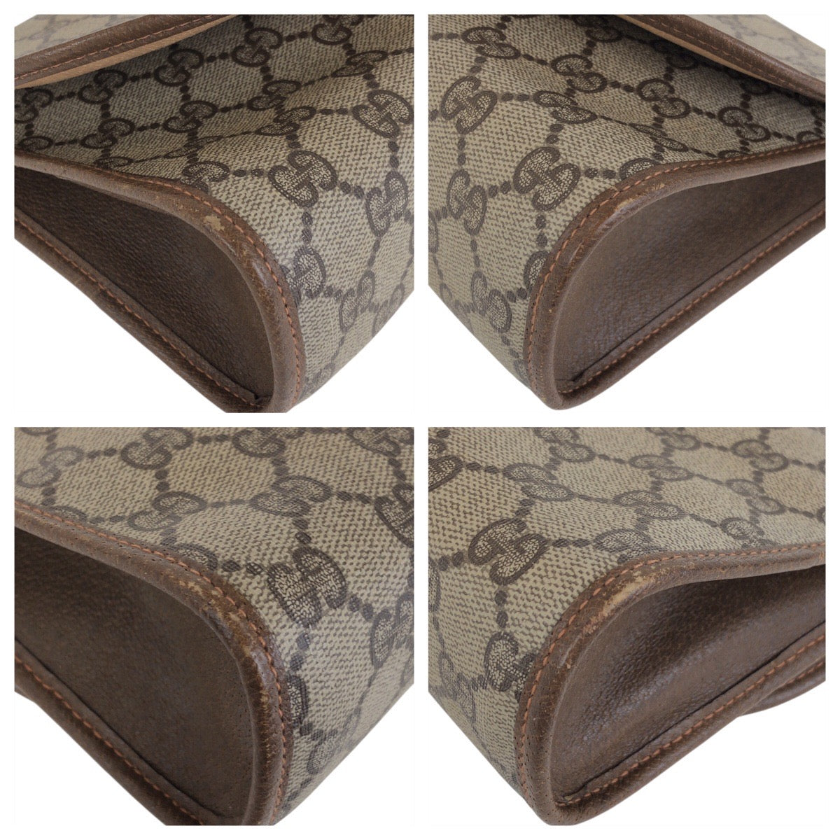 22709
GUCCI Gucci Vintage Sherry Line Beige Brown GG Supreme Canvas / Leather 89 01 030 Clutch Bag Second Bag Men's AB21