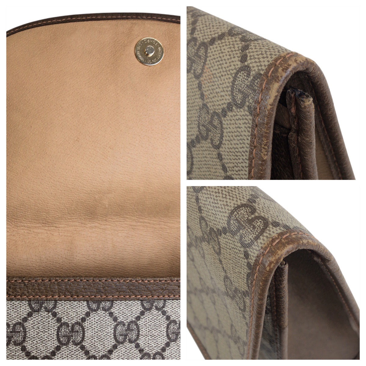 22709
GUCCI Gucci Vintage Sherry Line Beige Brown GG Supreme Canvas / Leather 89 01 030 Clutch Bag Second Bag Men's AB21