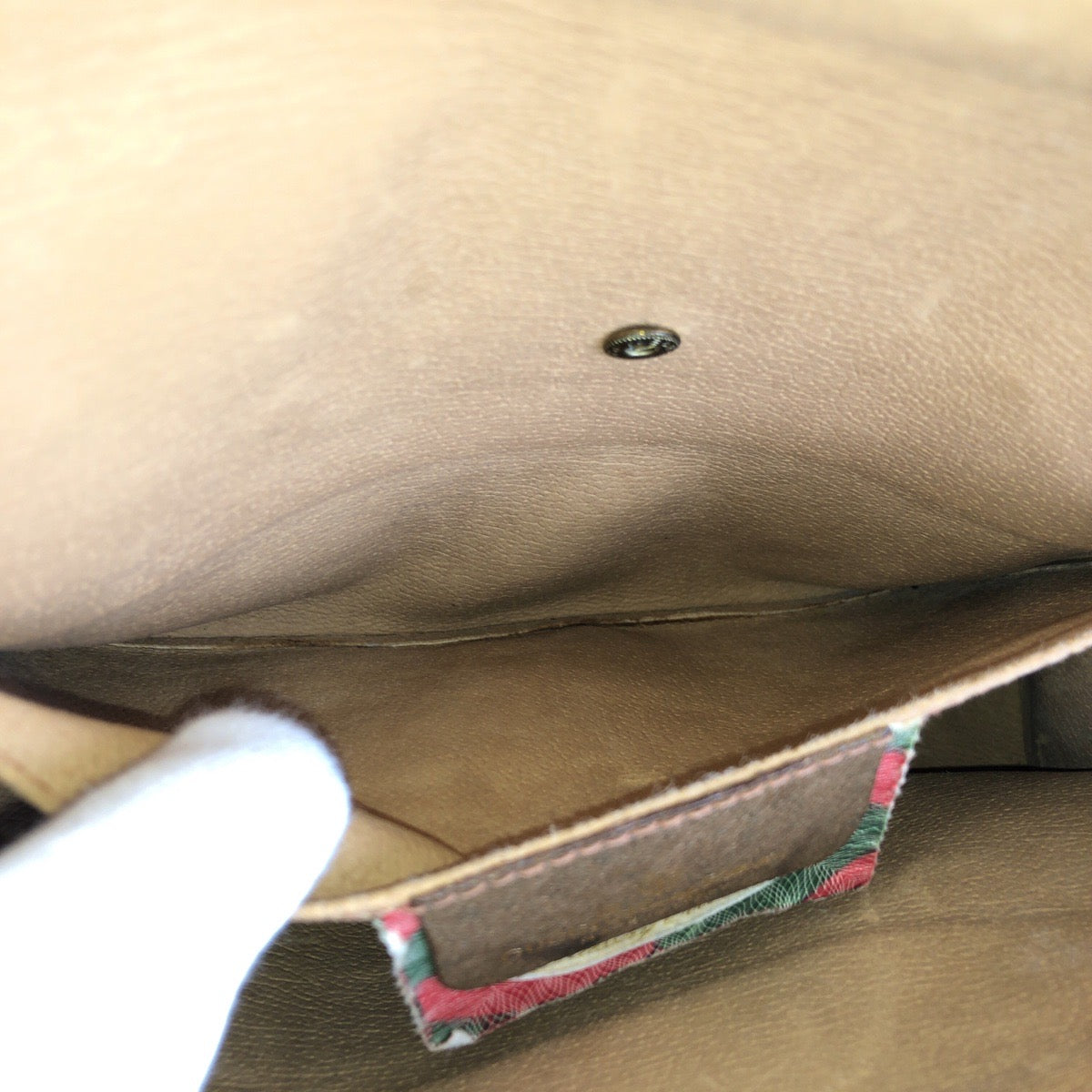 22709
GUCCI Gucci Vintage Sherry Line Beige Brown GG Supreme Canvas / Leather 89 01 030 Clutch Bag Second Bag Men's AB21