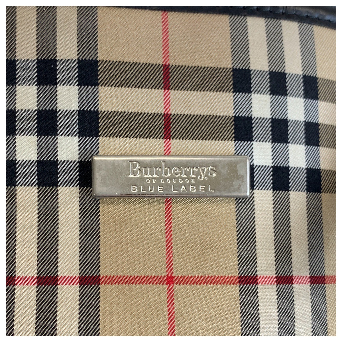 22710
BURBERRY バーバリー チェック柄 ベージュ ブラック 黒 シルバー金具 キャンバス / レザー トートバッグ ショルダーバッグ レディース ABP28
