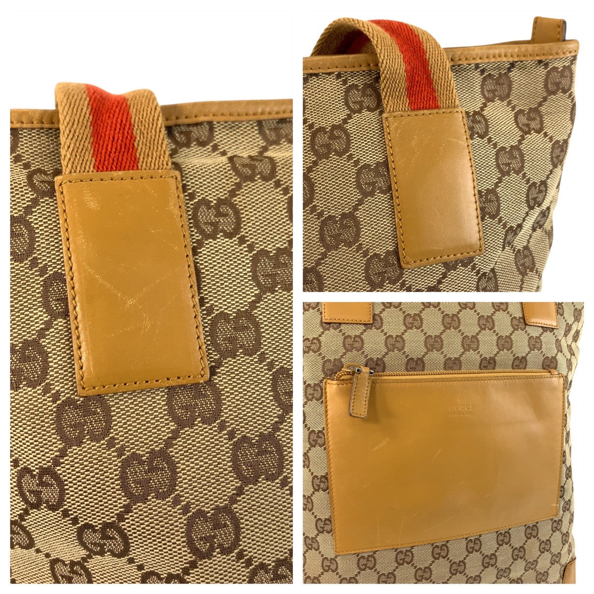 22711
GUCCI Sherry Line Beige Mustard GG Canvas / Leather 019 0401 Tote Bag Shoulder Bag Ladies AB21