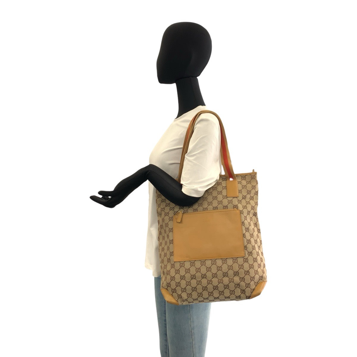 22711
GUCCI Sherry Line Beige Mustard GG Canvas / Leather 019 0401 Tote Bag Shoulder Bag Ladies AB21