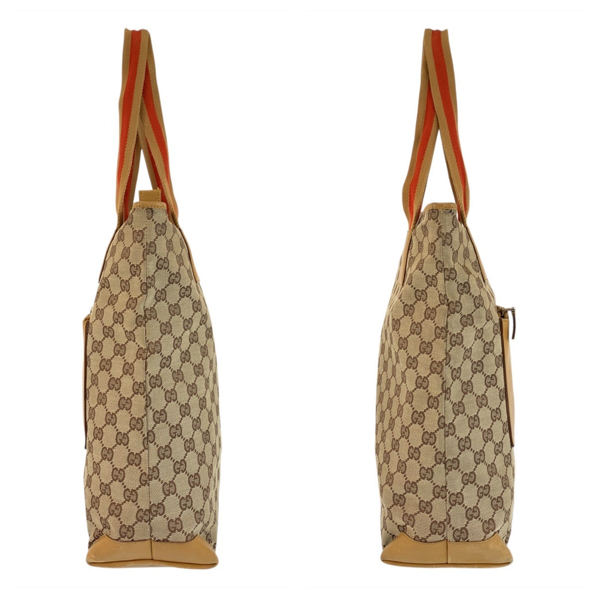 22711
GUCCI Sherry Line Beige Mustard GG Canvas / Leather 019 0401 Tote Bag Shoulder Bag Ladies AB21