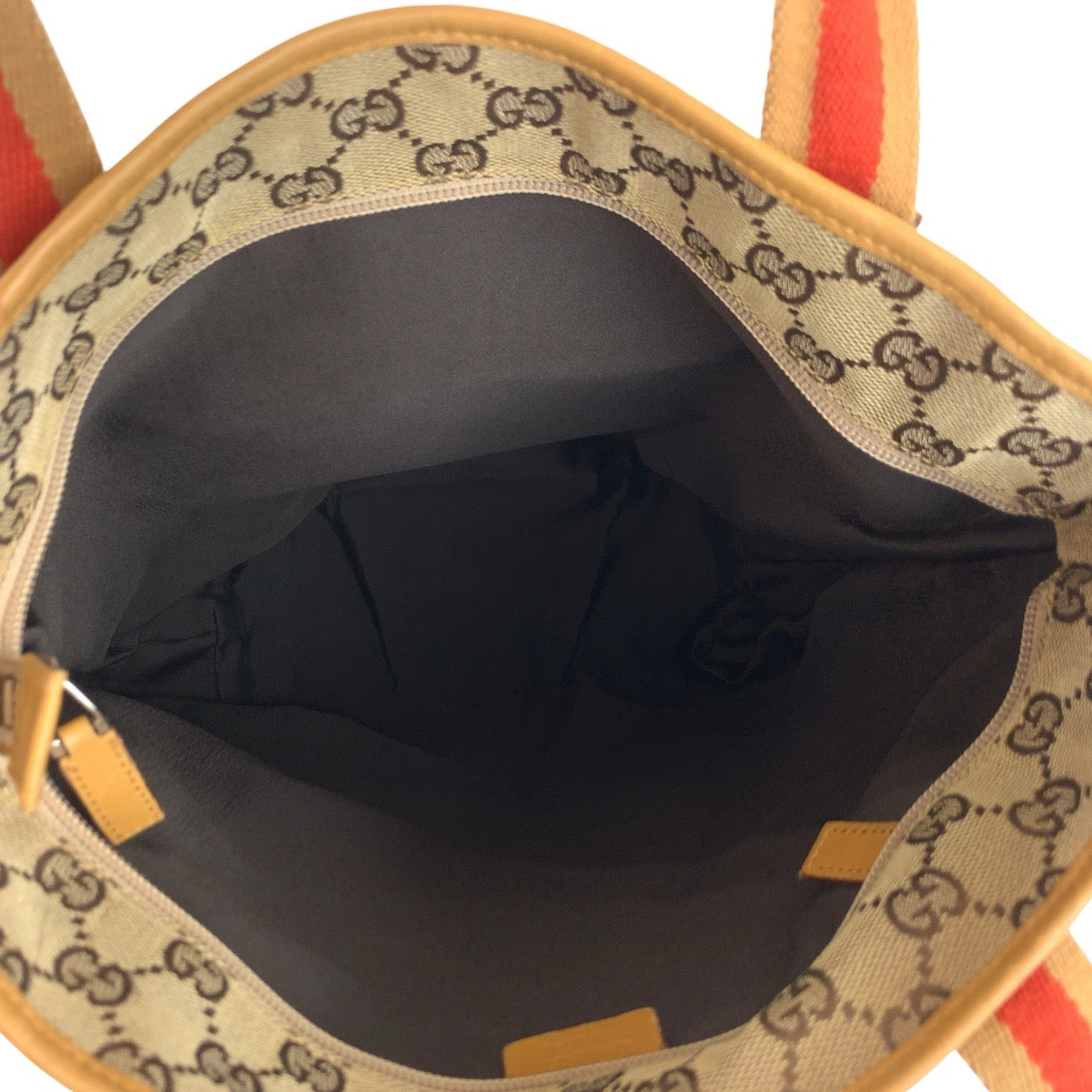 22711
GUCCI Sherry Line Beige Mustard GG Canvas / Leather 019 0401 Tote Bag Shoulder Bag Ladies AB21