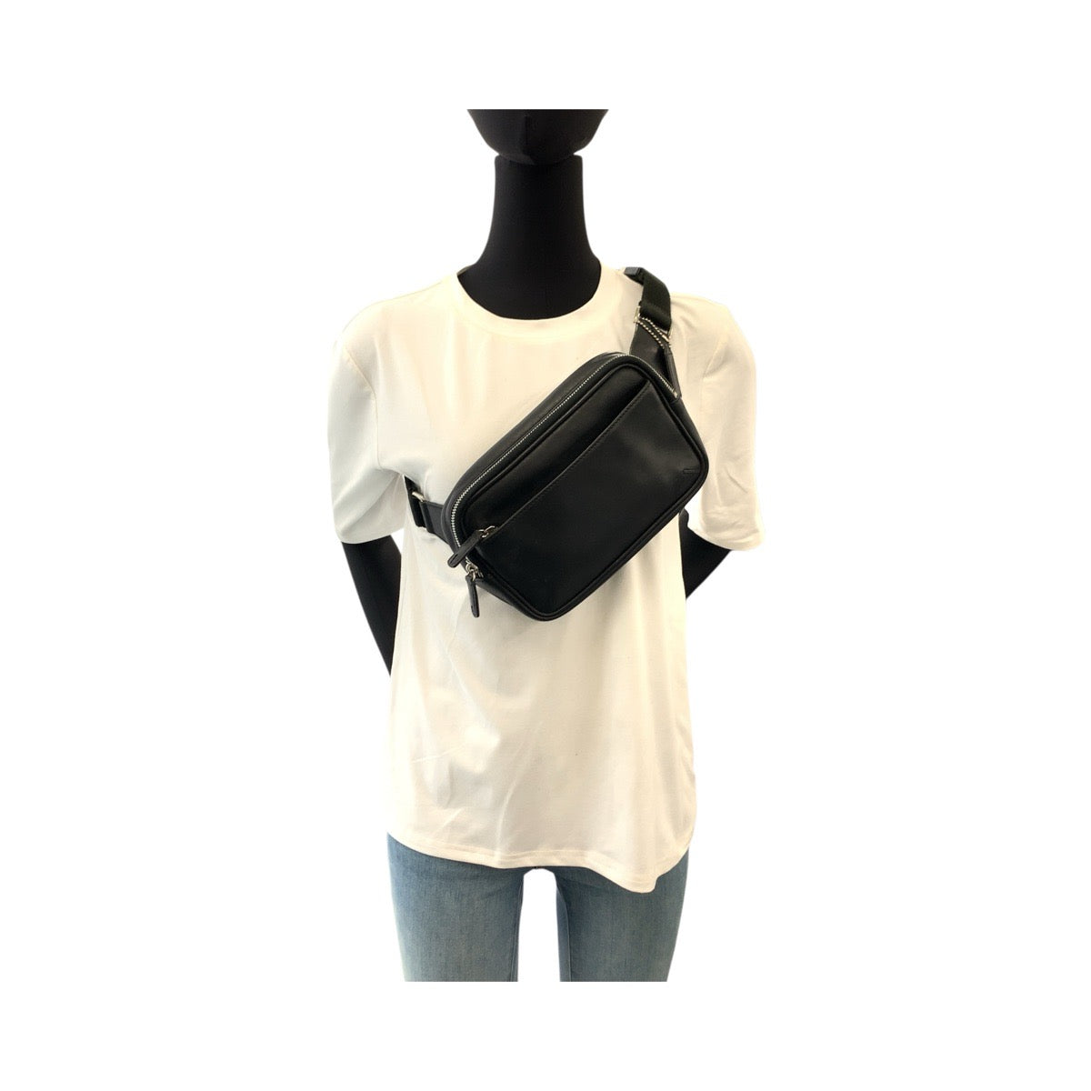 22712
COACH コーチ ブラック 黒 シルバー金具 レザー 5446 ボディバッグ ウエストバッグ バムバッグ レディース ABP14