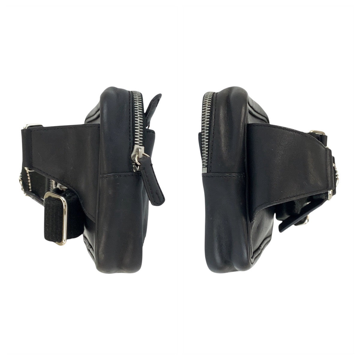 22712
COACH コーチ ブラック 黒 シルバー金具 レザー 5446 ボディバッグ ウエストバッグ バムバッグ レディース ABP14