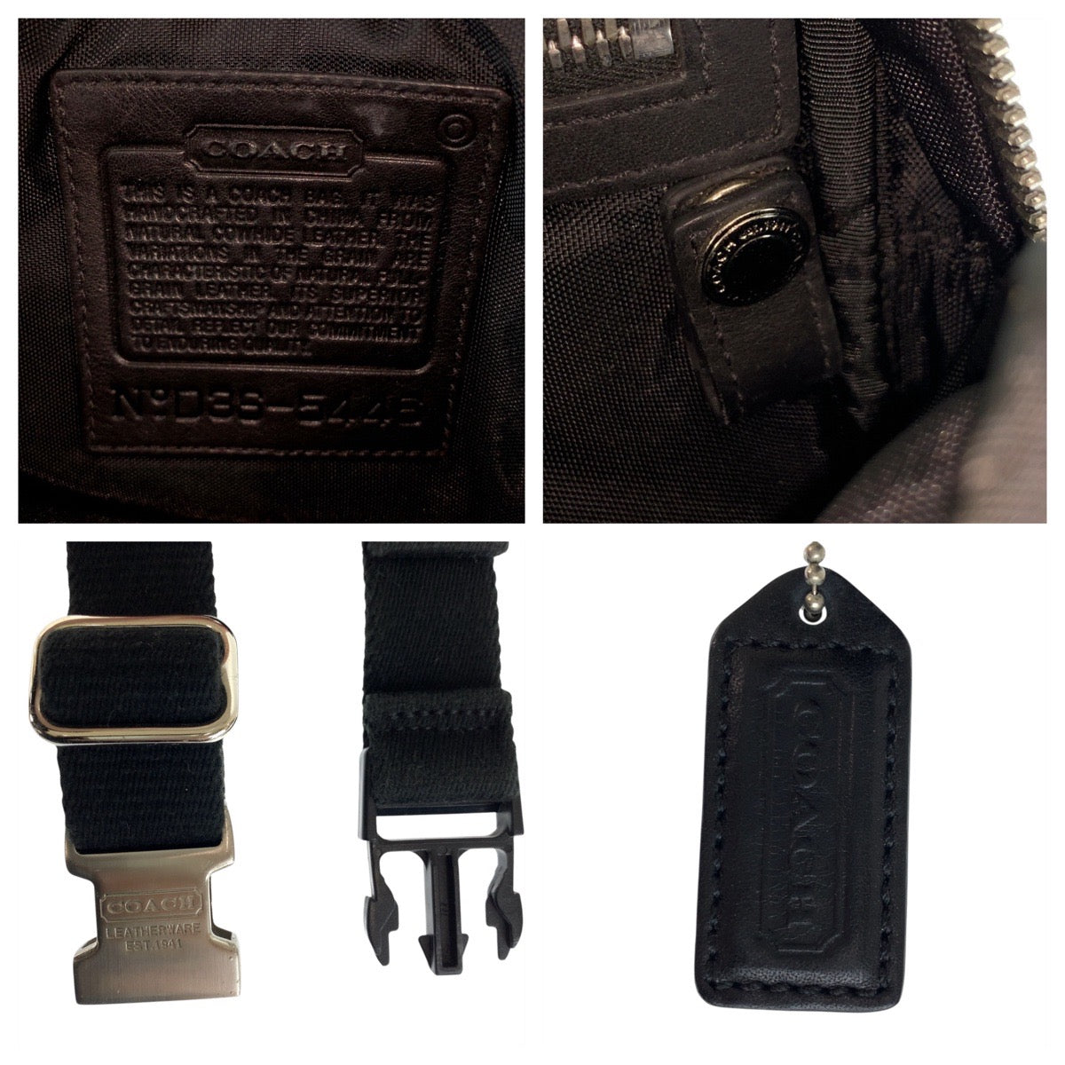 22712
COACH コーチ ブラック 黒 シルバー金具 レザー 5446 ボディバッグ ウエストバッグ バムバッグ レディース ABP14