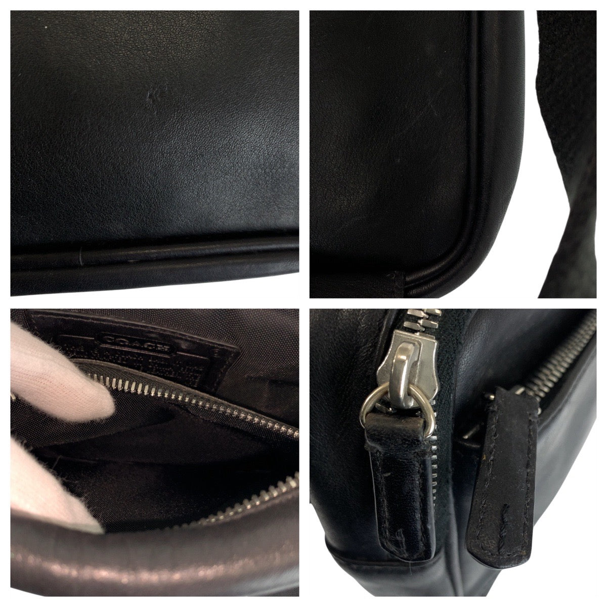 22712
COACH コーチ ブラック 黒 シルバー金具 レザー 5446 ボディバッグ ウエストバッグ バムバッグ レディース ABP14