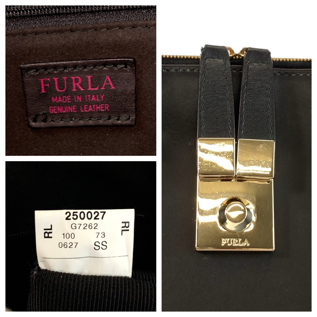 22715
Furla フルラ ブラック 黒 シルバー金具 レザー 250027 ハンドバッグ レディース ABP14