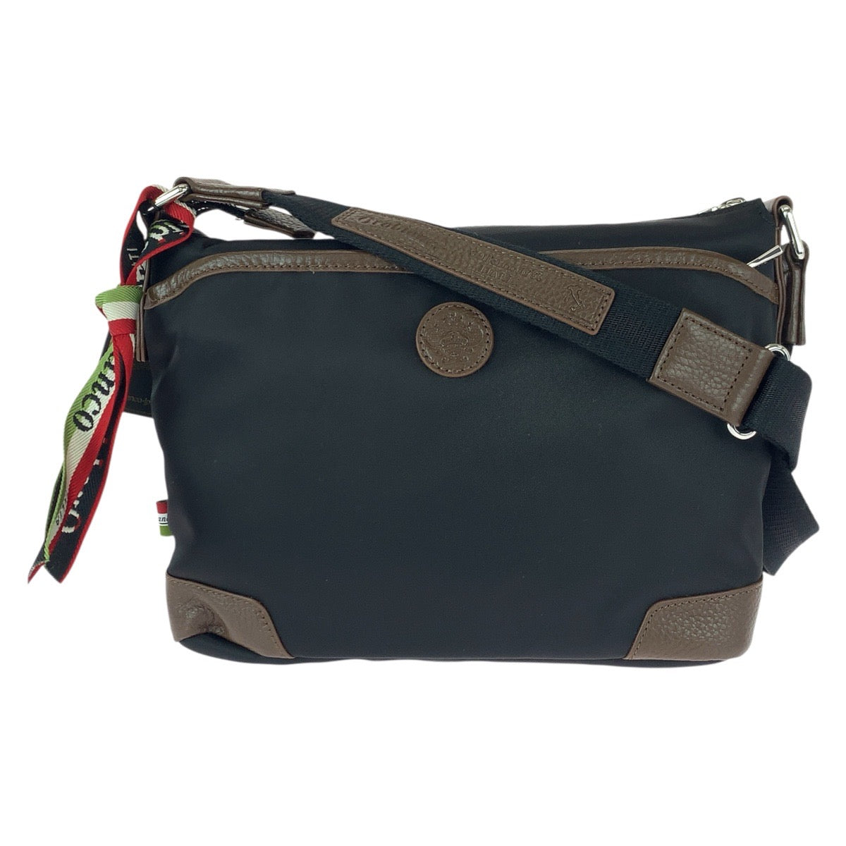 22717
Orobianco オロビアンコ SAC'S BAR限定 ブラック ブラウン シルバー金具 ナイロン / レザー 91543 ショルダーバッグ メッセンジャーバッグ メンズ S16