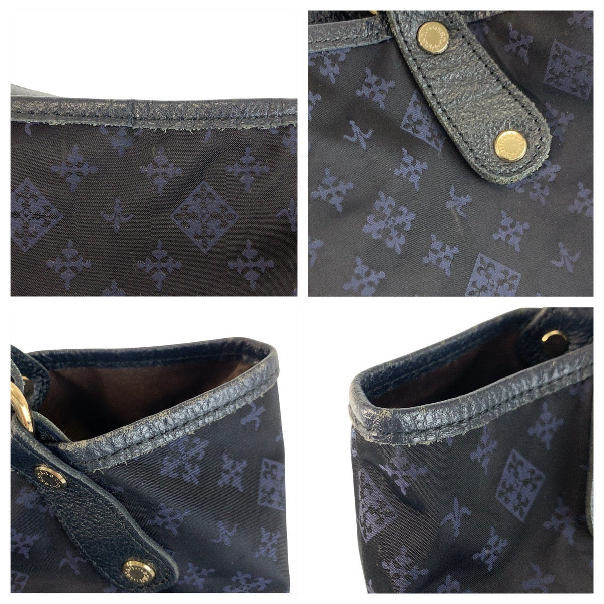 22718
russet Russet Black Navy Silver Hardware Nylon / Leather Tote Bag Shoulder Bag Ladies ABP14