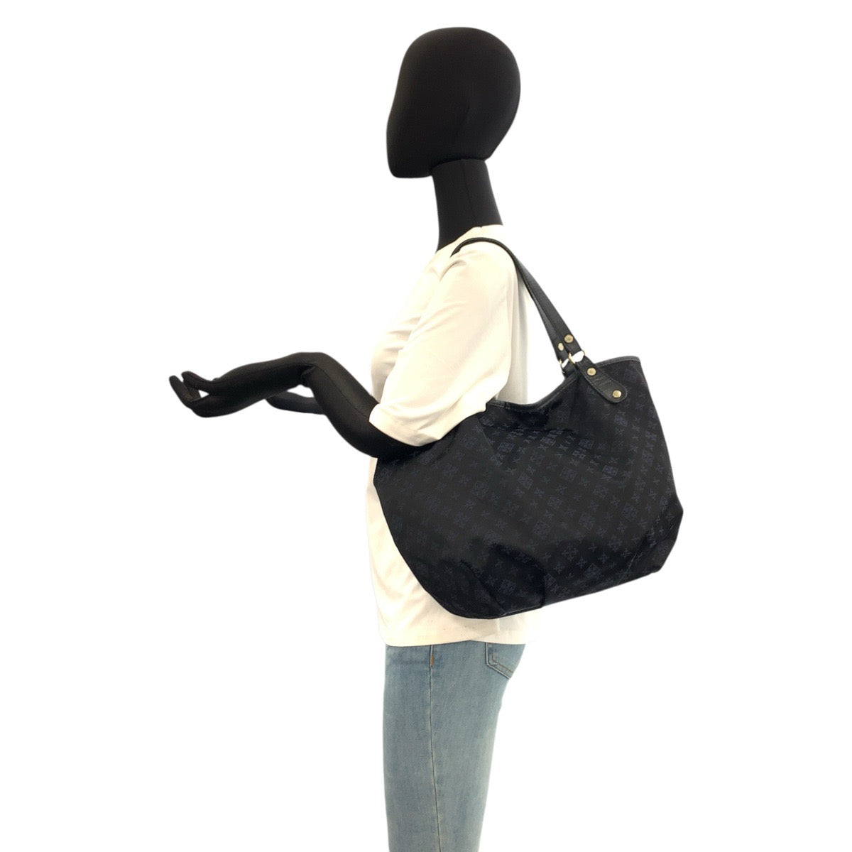 22718
russet Russet Black Navy Silver Hardware Nylon / Leather Tote Bag Shoulder Bag Ladies ABP14