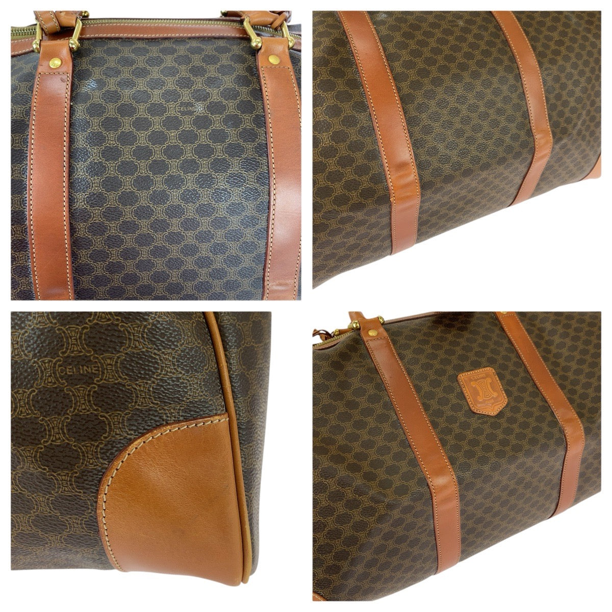 22719
CELINE セリーヌ ヴィンテージ マカダム ブラウン ゴールド金具 PVC / レザー MC98/2 ボストンバッグ 旅行バッグ 男女兼用 メンズ ABP35