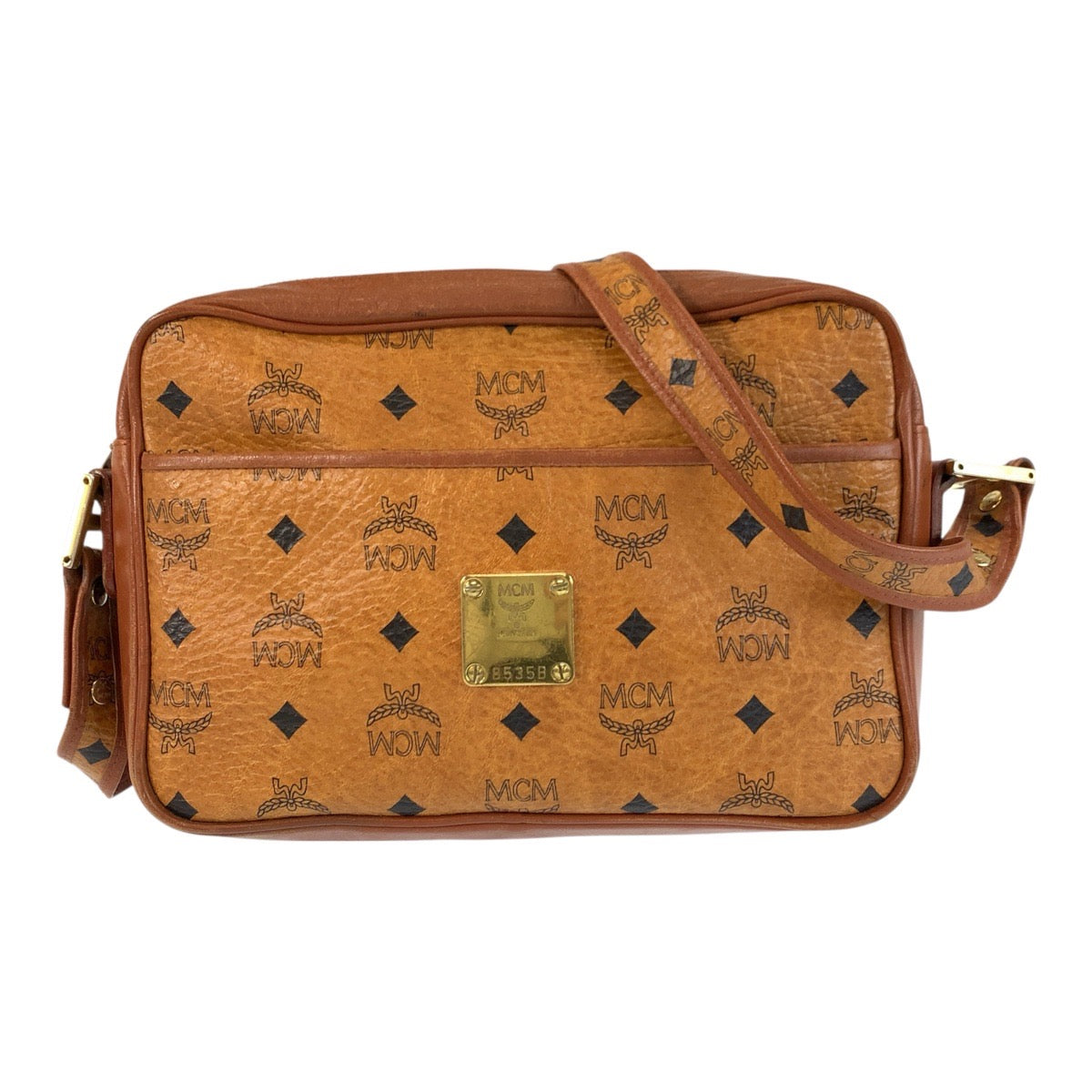 22722
MCM Visetos Brown Gold Hardware Leather Shoulder Bag Pochette Ladies AB16