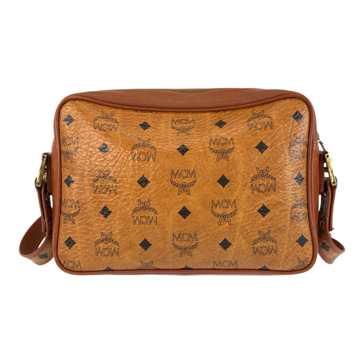 22722
MCM Visetos Brown Gold Hardware Leather Shoulder Bag Pochette Ladies AB16