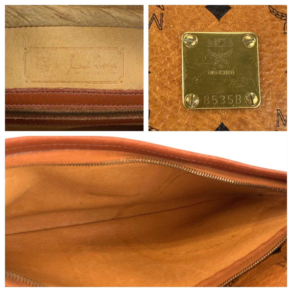 22722
MCM Visetos Brown Gold Hardware Leather Shoulder Bag Pochette Ladies AB16