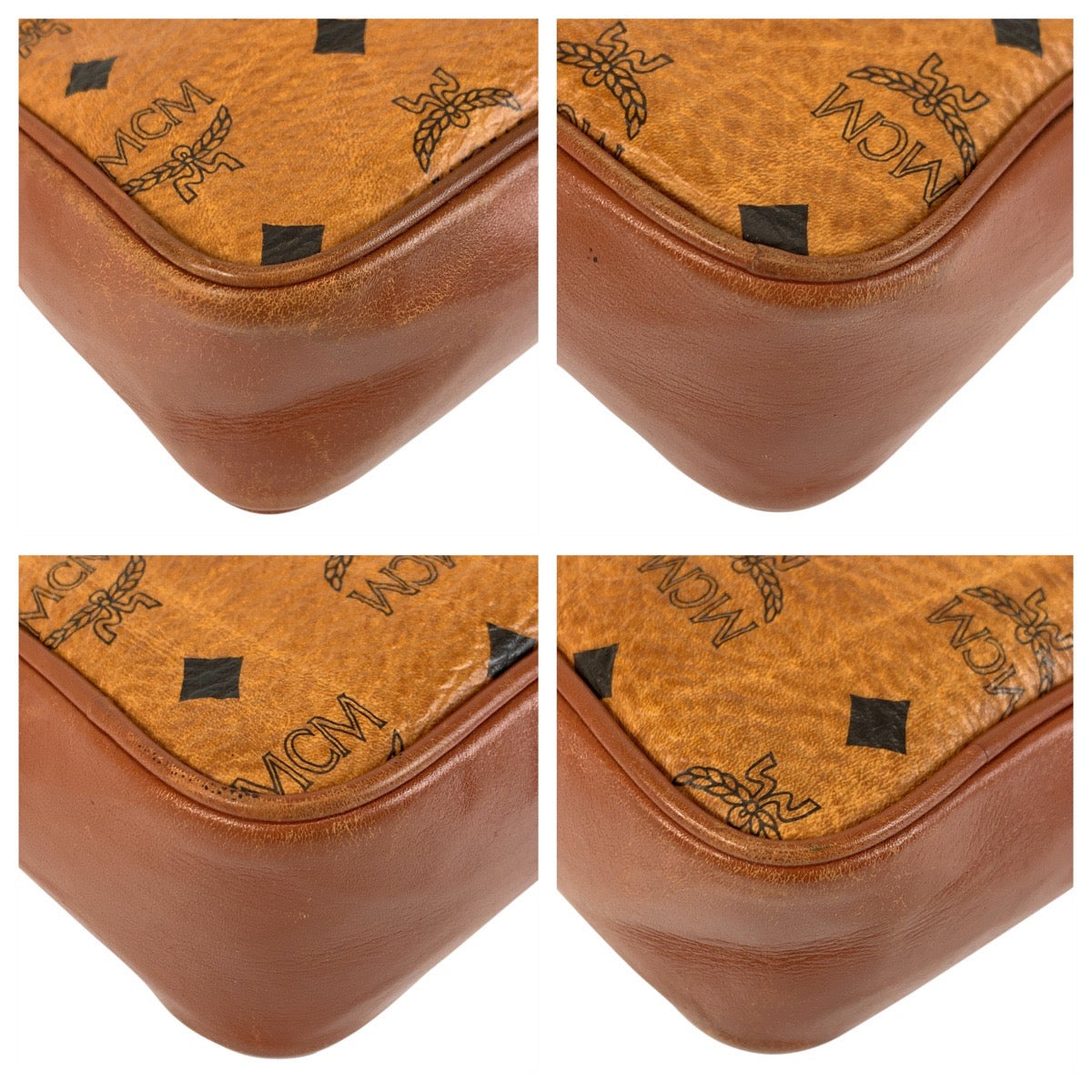 22722
MCM Visetos Brown Gold Hardware Leather Shoulder Bag Pochette Ladies AB16