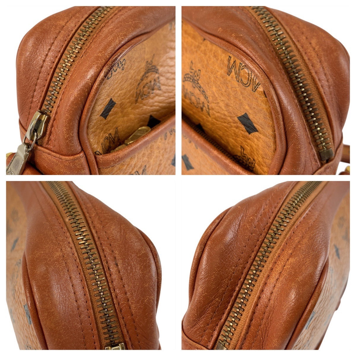 22722
MCM Visetos Brown Gold Hardware Leather Shoulder Bag Pochette Ladies AB16
